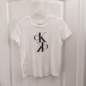 Calvin Klein Jeans White Tee with Black CK Print